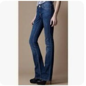 Burberry Brit Islington Dark Blue Wash Boot Cut Jeans, Size 27